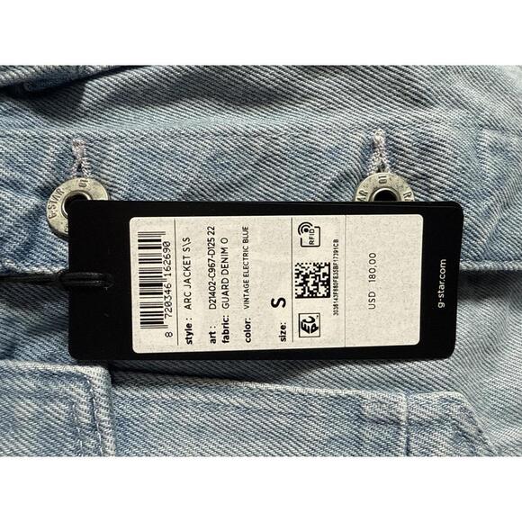NWT G-Star RAW Arc Short Sleeve Denim Jacket Women’s Electric Blue Size Small - Picture 5 of 8